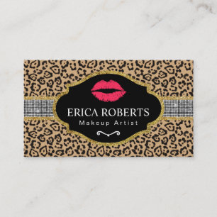 Leopard för rött för läppar för Makeupkonstnär Visitkort
