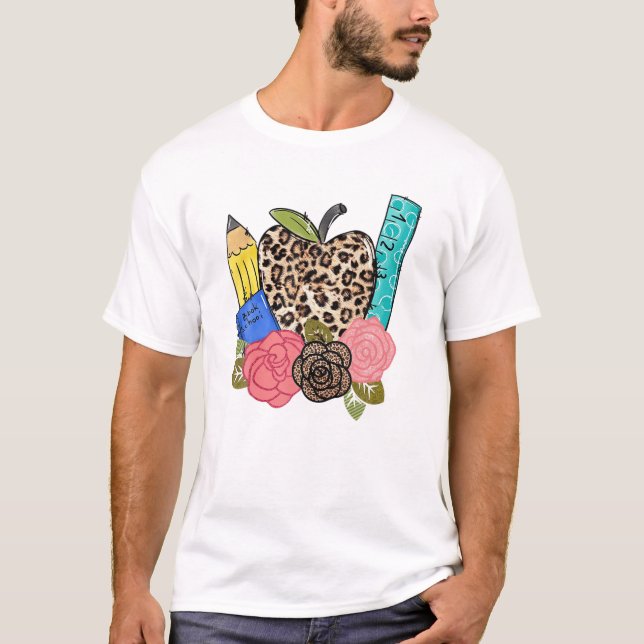 Leopard Första Skoldagen Rolig T Shirt (Framsida)