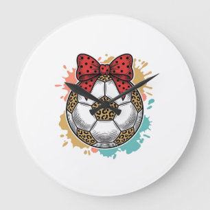 Leopard Fotboll Bow Vintage Gravyr T-Shirt Design_ Stor Klocka