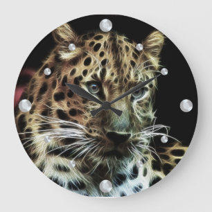 Leopard Fractal Wall Clock Stor Klocka