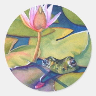 Leopard Frog Lily Dynors Lotus Flower Watercolor A Runt Klistermärke