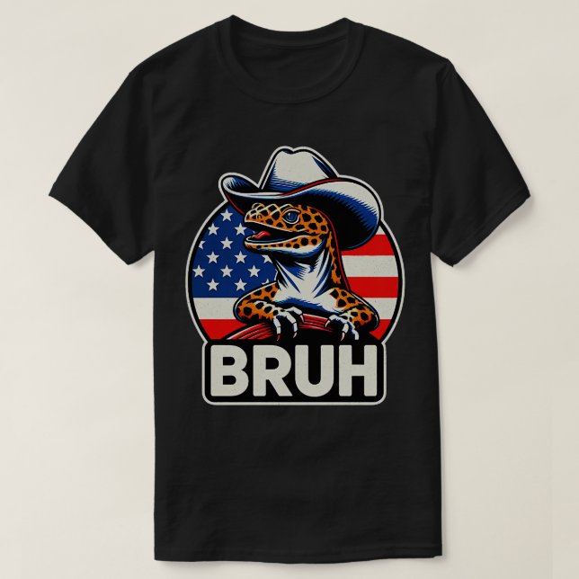 Leopard Gecko american Flagga T Shirt (Design framsida)