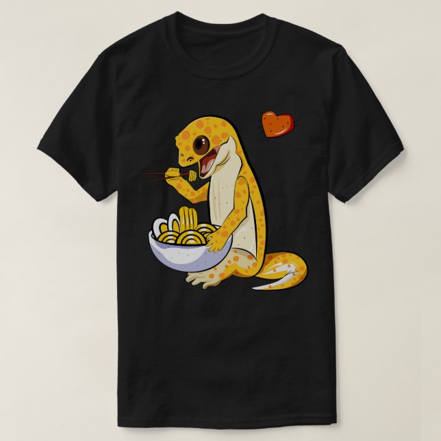 Leopard Gecko äter Ramen T Shirt (Design framsida)