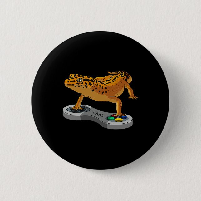 Leopard Gecko Bearded Dragon Gift Kids Coola Gamer Knapp (Framsida)