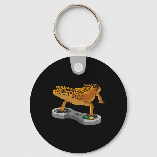 Leopard Gecko Bearded Dragon Gift Kids Coola Gamer Nyckelring (Framsida)