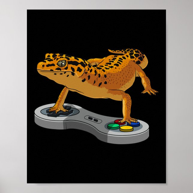 Leopard Gecko Bearded Dragon Gift Kids Coola Gamer Poster (Framsidan)
