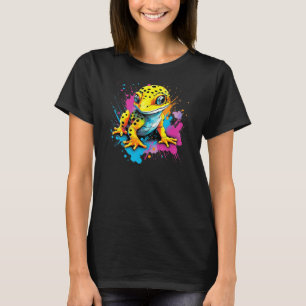 Leopard Gecko Colorful 80 s Pop Art Lizard Reptile T Shirt