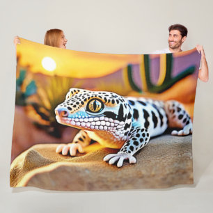 Leopard Gecko Desert Design Fleecefilt