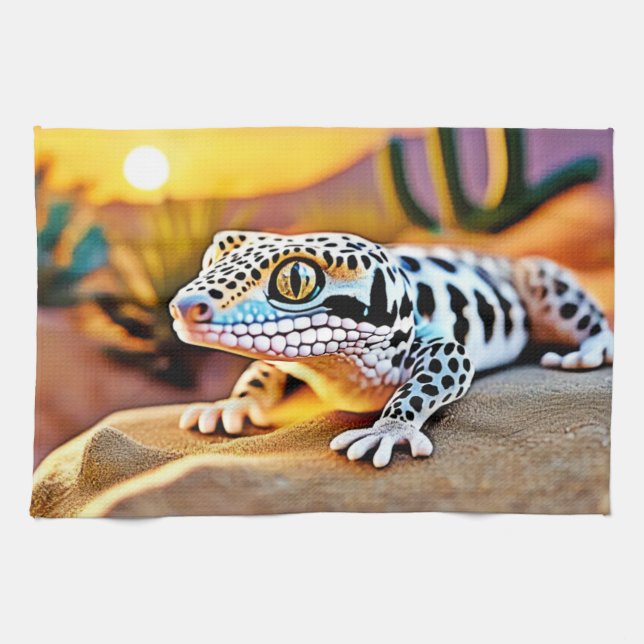 Leopard Gecko Desert Design Kökshandduk (Horisontell)