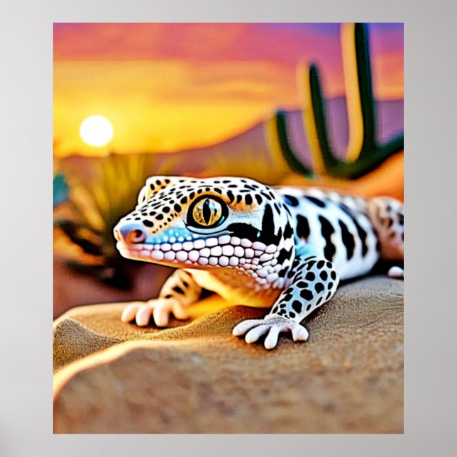 Leopard Gecko Desert Design Poster (Framsidan)