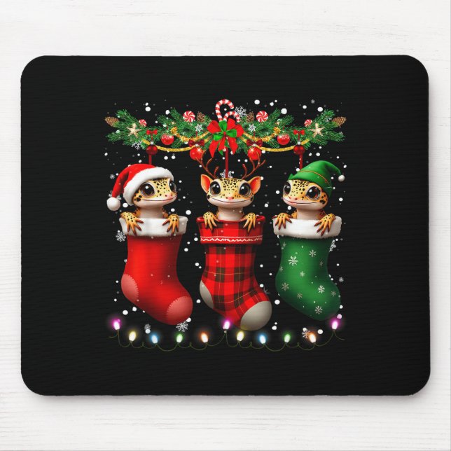 Leopard Gecko In Christmas Socks Lights Leopard Ge Musmatta (Framsidan)