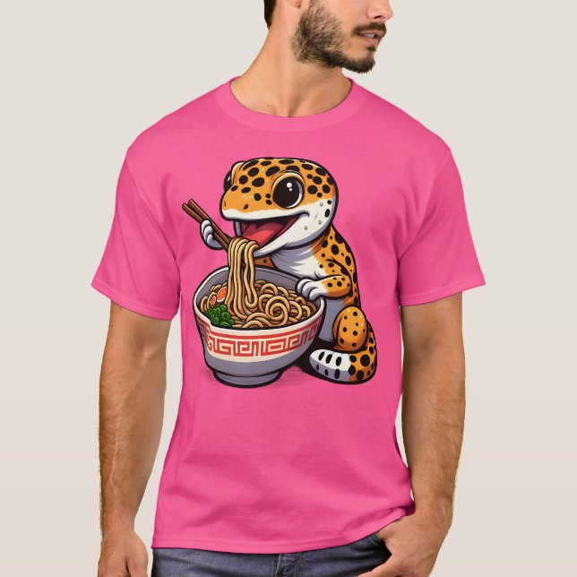 Leopard Gecko Japp Reptile Ramen Noodles Kawai T Shirt (Framsida)