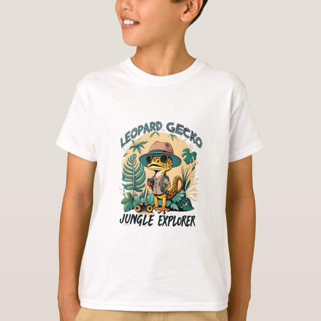 Leopard Gecko Jungle Explorer : Vild Äventyr T Shirt (Framsida)