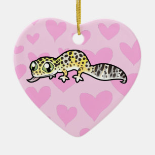 Leopard Gecko Kärlek (lägg till ditt eget meddelan Julgransprydnad Keramik