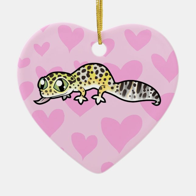 Leopard Gecko Kärlek (lägg till ditt eget meddelan Julgransprydnad Keramik (Framsidan)