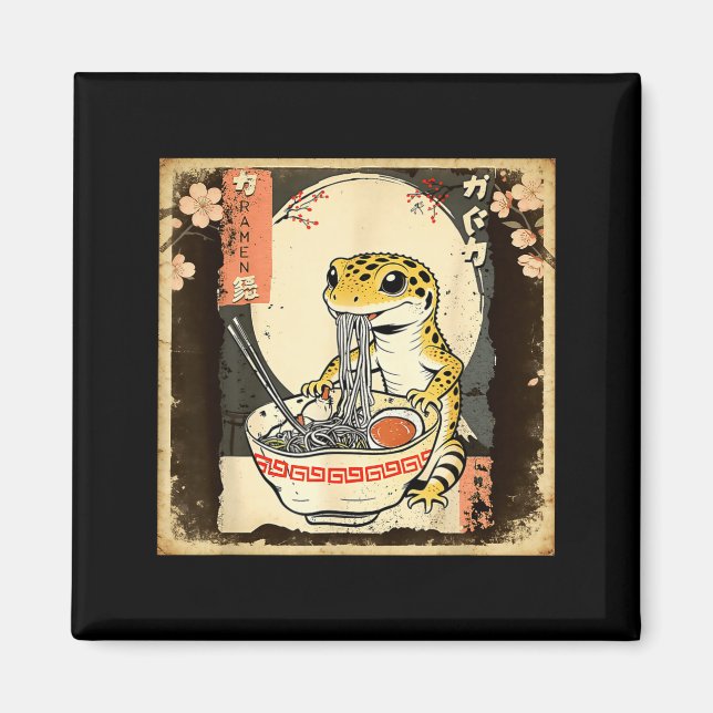 Leopard Gecko Lizard Ramen Crested Gecko Japanese  Magnet (Framsidan)
