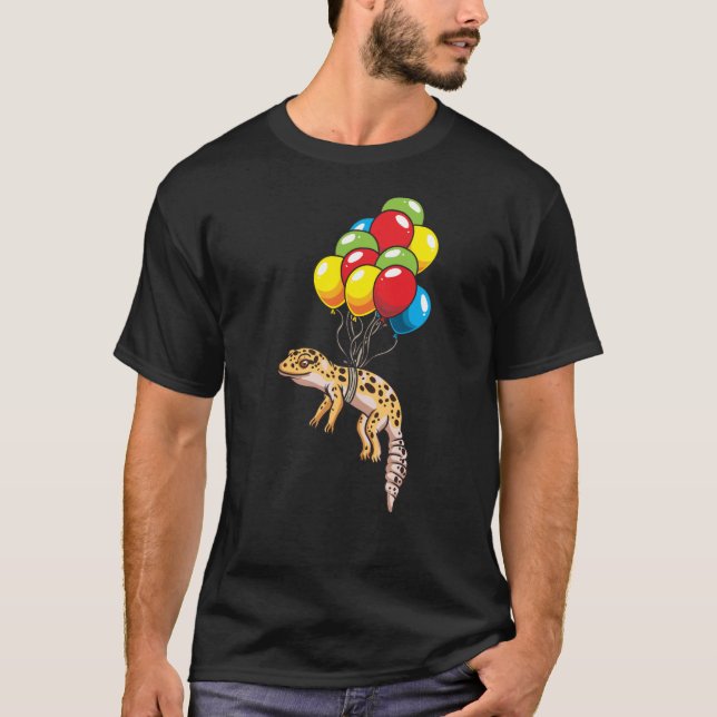 Leopard Gecko med ballonger T Shirt (Framsida)