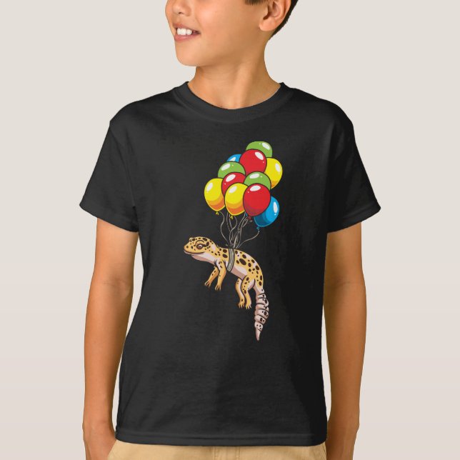 Leopard Gecko med ballonger T Shirt (Framsida)