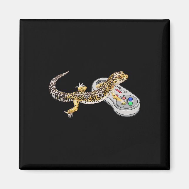 Leopard Gecko Playing Video Game Lizard And Reptil Magnet (Framsidan)
