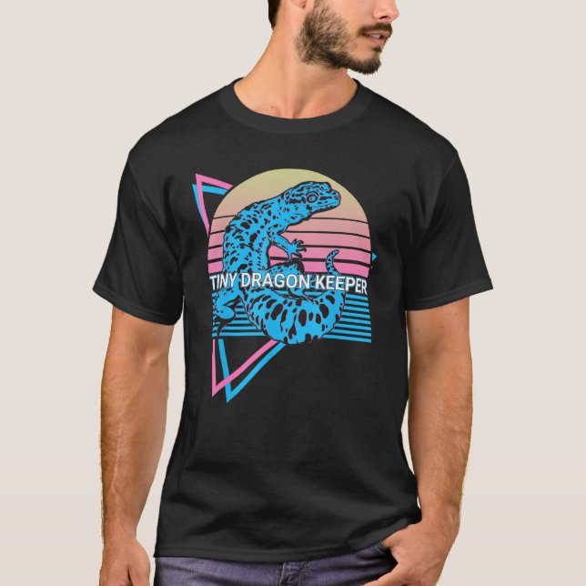 Leopard Gecko Retro Tiny Dragon Keeper T Shirt (Framsida)