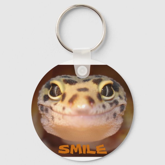 Leopard Gecko Smile Keychain Nyckelring (Framsida)