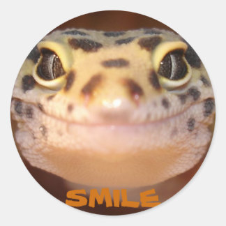 Leopard Gecko Smile Sticker Runt Klistermärke