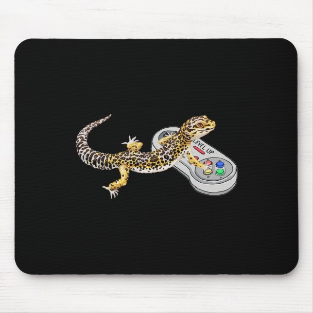 Leopard Gecko som spelar TV-spel Ödla Och Reptil Musmatta (Framsidan)