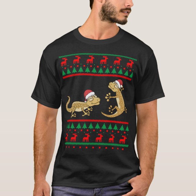 Leopard Gecko Ugly jul Sweater Funny Lizard T Shirt (Framsida)