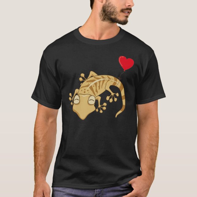 Leopard Gecko With Heart Balloon Valentines Day Lo T Shirt (Framsida)