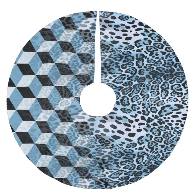 Leopard Geometric, djurhuddesign. Julgransmatta Borstad Polyester (Framsidan)