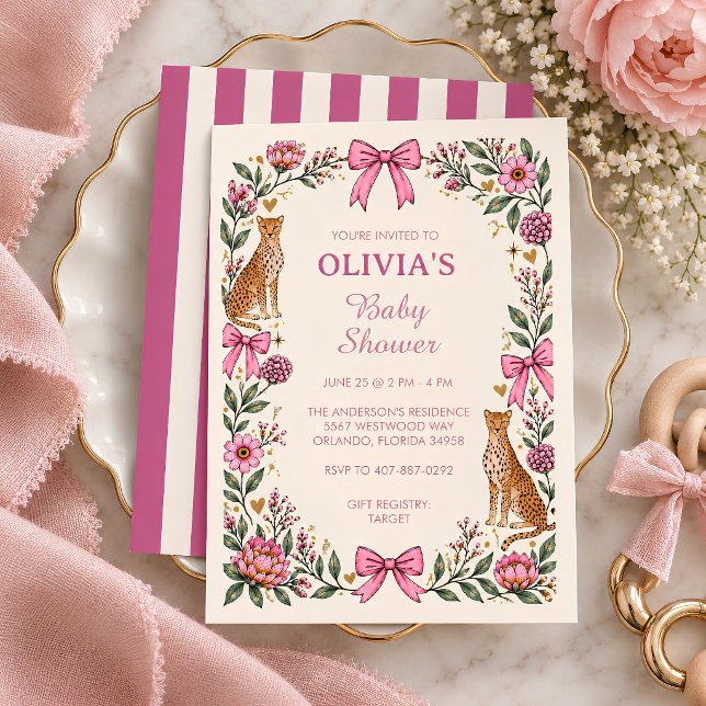 Leopard Gepard Baby Shower-fest Inbjudningar (Leopard Cheetah Baby Shower Party Invitation)