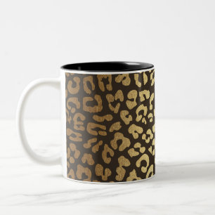 Leopard Gepard Djur Hudtryck Modern Glam Guld Två-Tonad Mugg
