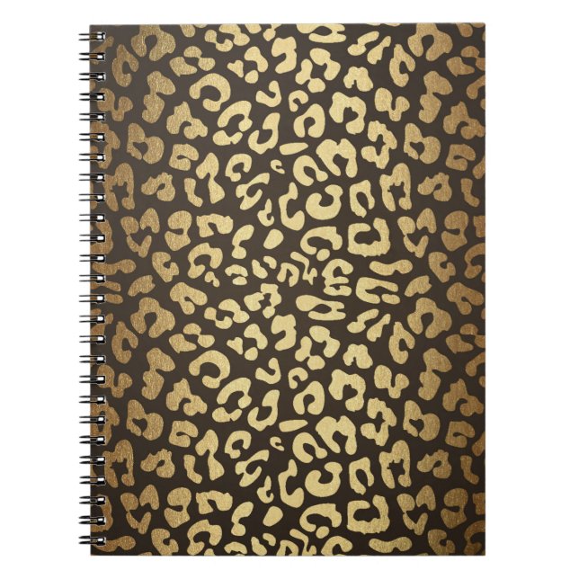 Leopard Gepard Djur Hudtryck Modern Glamour Guld Anteckningsbok (Framsidan)