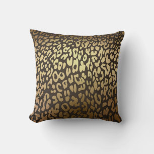 Leopard Gepard Djur Hudtryck Modern Glamour Guld Kudde