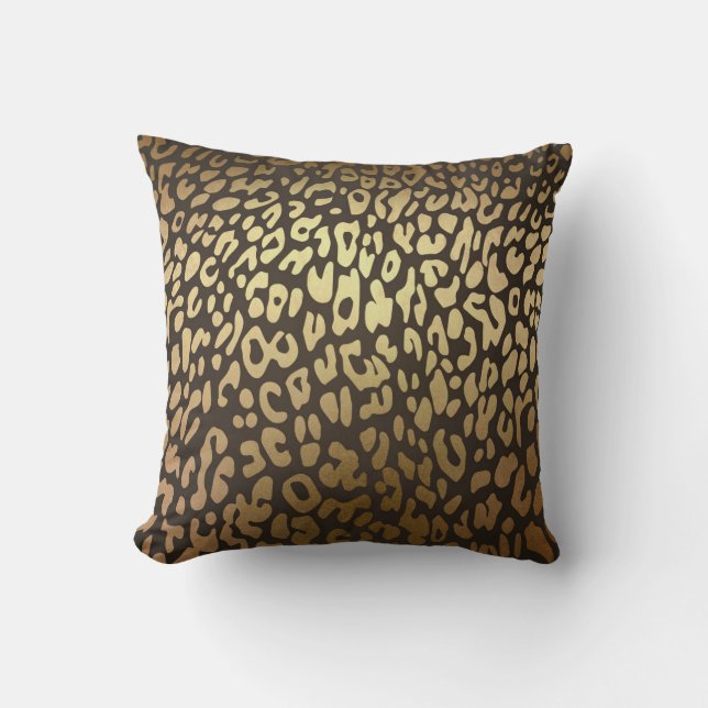Leopard Gepard Djur Hudtryck Modern Glamour Guld Kudde (Framsida)