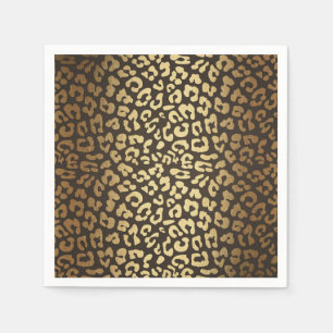 Leopard Gepard Djur Hudtryck Modern Glamour Guld Pappersservett