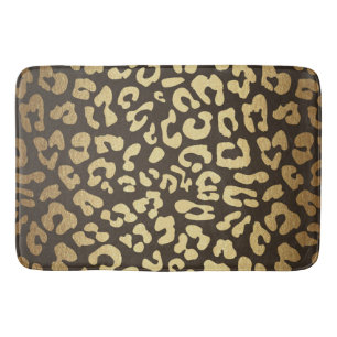 Leopard Gepard Djurhud Tryck Modern Glam Guld Badrumsmatta
