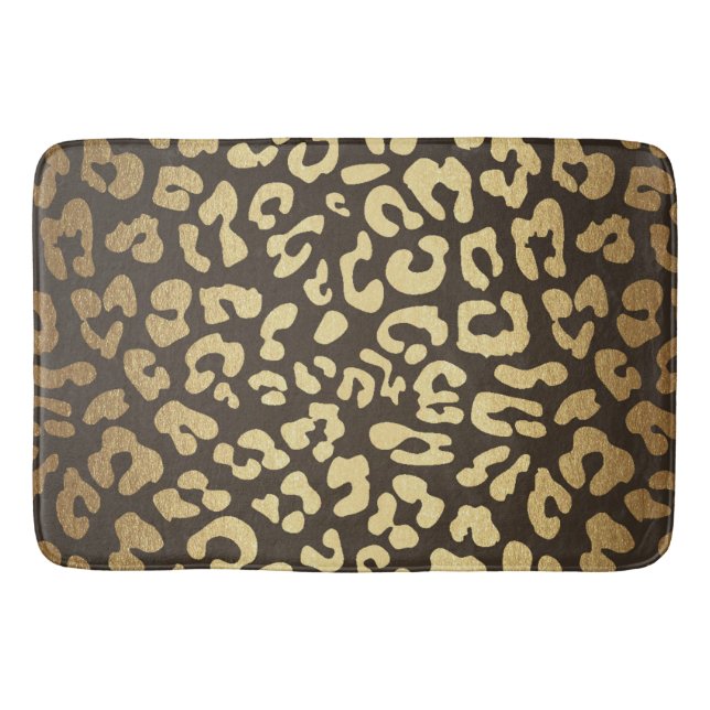 Leopard Gepard Djurhud Tryck Modern Glam Guld Badrumsmatta (Framsidan)