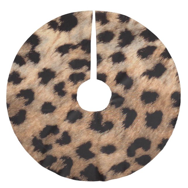 Leopard Gepard Djurtryck Brun Tan Modern Glam Julgransmatta Borstad Polyester (Framsidan)