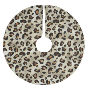 Leopard Gepard Djurtrycksmönster Beige Brun Julgransmatta Borstad Polyester