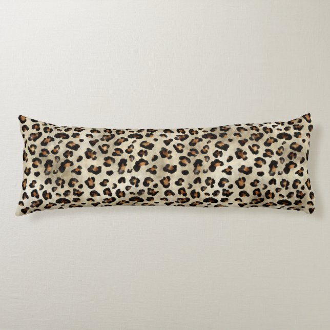 Leopard Gepard Djurtrycksmönster Beige Brun Kroppskudde (Framsidan)