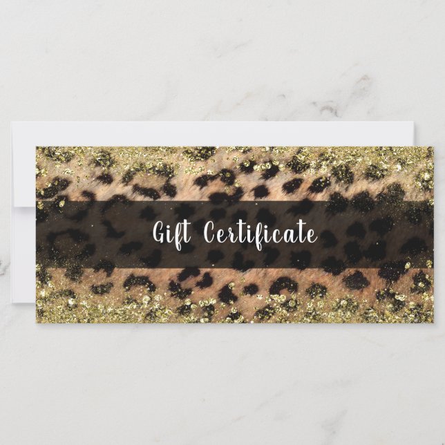 Leopard Gepard Guld Glitter Glam Presentkort (Framsida)