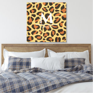 Leopard Gepard Monogram Sträckt Canvastryck