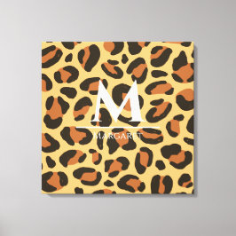 Leopard Gepard Monogram Sträckt Canvastryck
