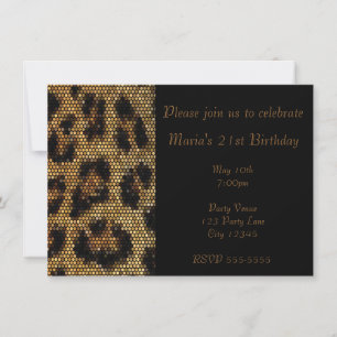 Leopard Gepard Tryck Glitter Festinbjudan Inbjudningar
