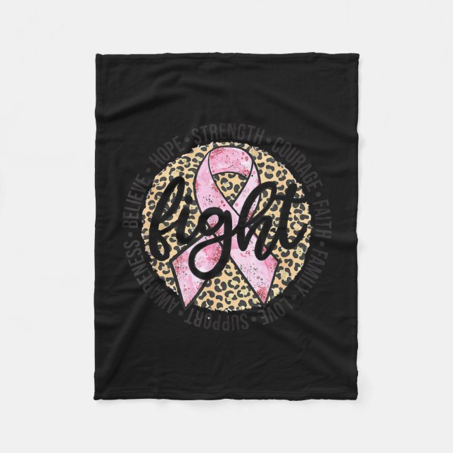 Leopard gepard tryck kämpa bröstcancer fleecefilt (Framsidan)