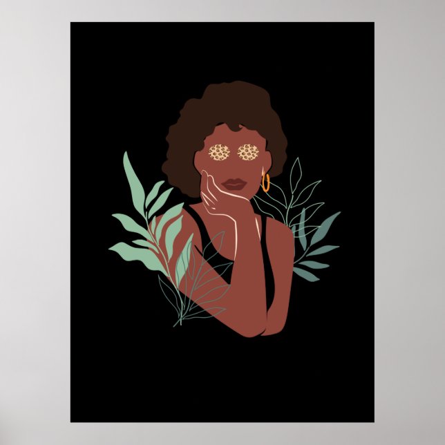 Leopard Girl, Abstrakt Art Forest Benice Woman Poster (Framsidan)