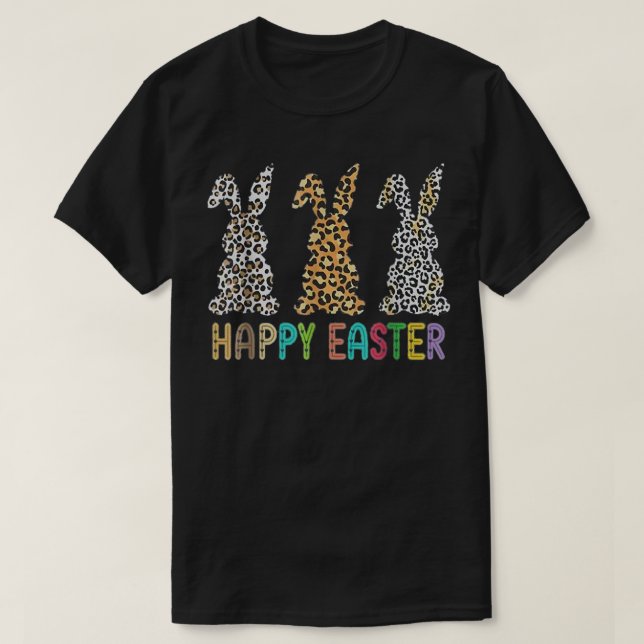 Leopard Glad påsk för Tonåring flickor  T Shirt (Design framsida)