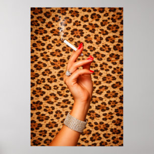 Leopard Glam Affisch, Chic Mode Väggkonst, Djärv Poster