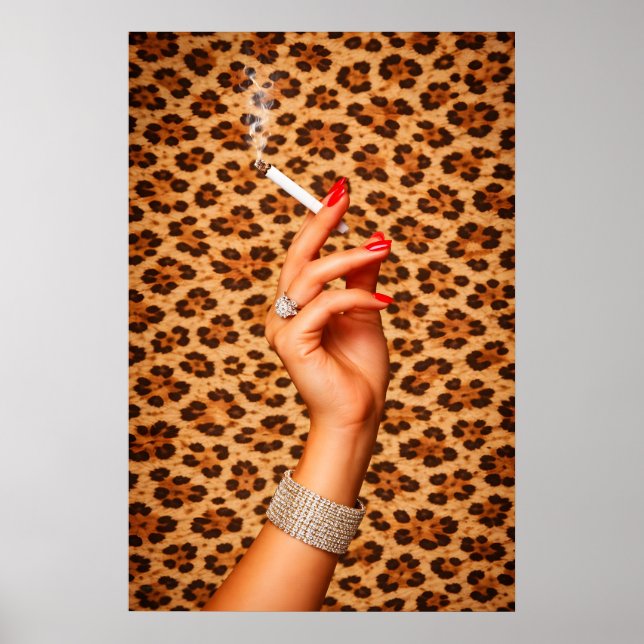 Leopard Glam Affisch, Chic Mode Väggkonst, Djärv Poster (Framsidan)